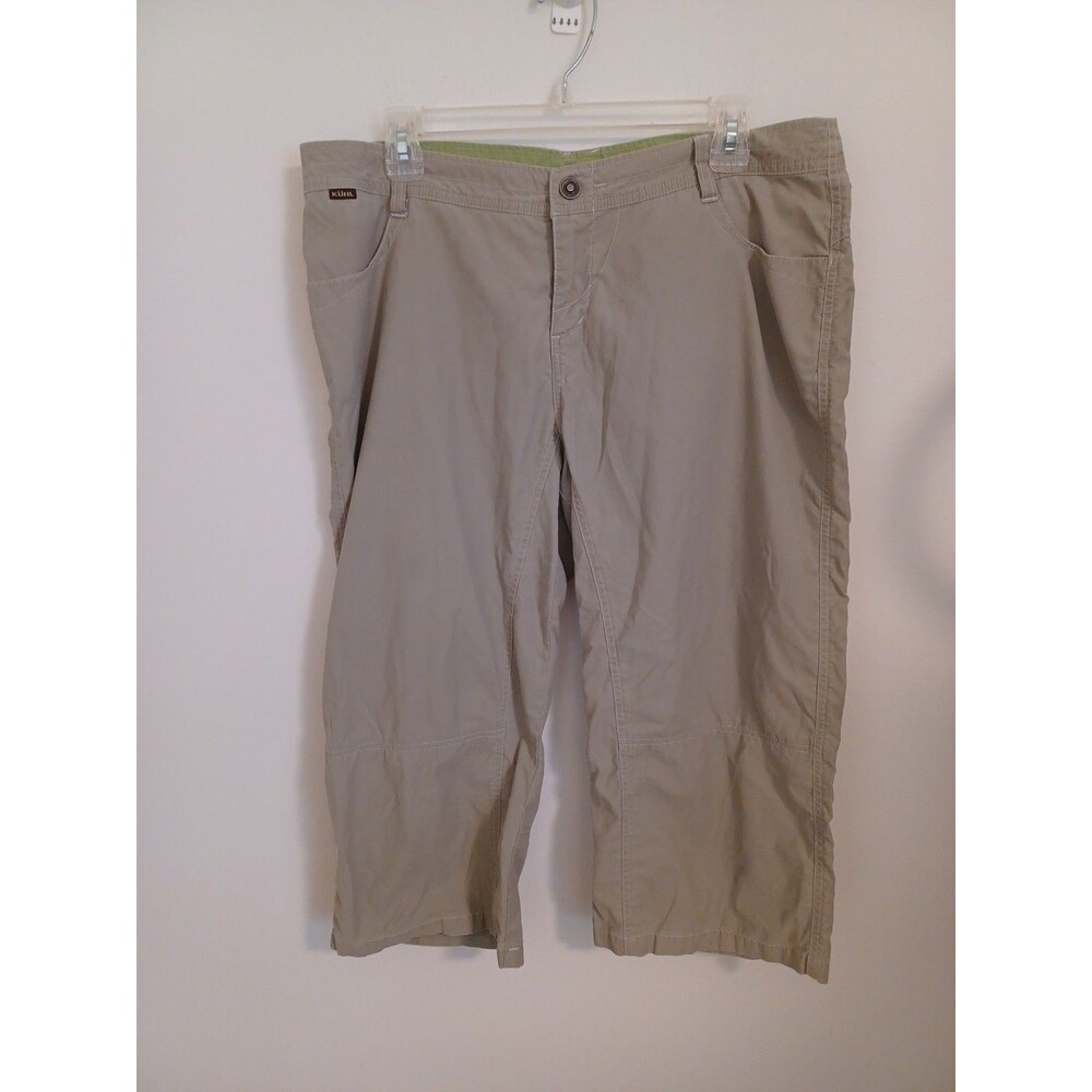 Kuhl Dry Stretch Capri Pants Womens 14 Khaki Tan Hiking Outdoor Active Stretch